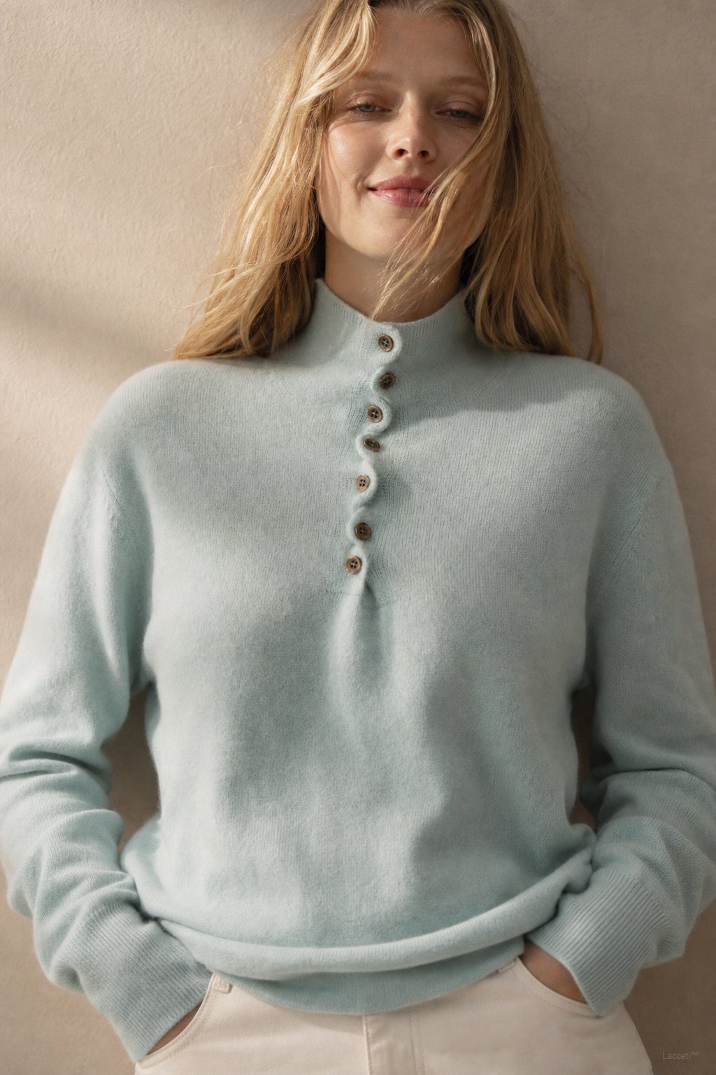 Louison Half-Button Pullover Sweater — Sky, banana_republic product shot
