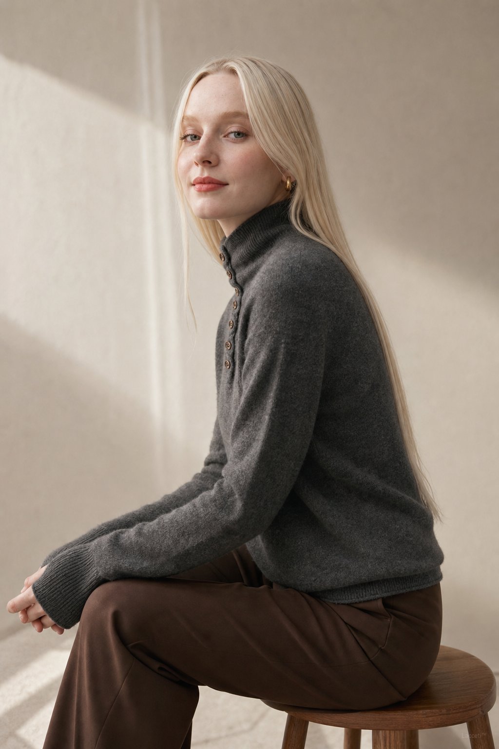 Louison Half-Button Pullover Sweater — Gray, banana_republic product shot