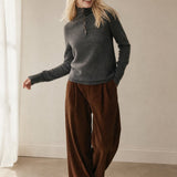 Louison Half-Button Pullover Sweater — Gray, banana_republic product shot