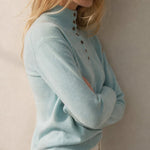 Louison Half-Button Pullover Sweater — Sky, banana_republic product shot