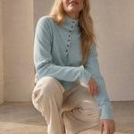 Louison Half-Button Pullover Sweater — Sky, banana_republic product shot