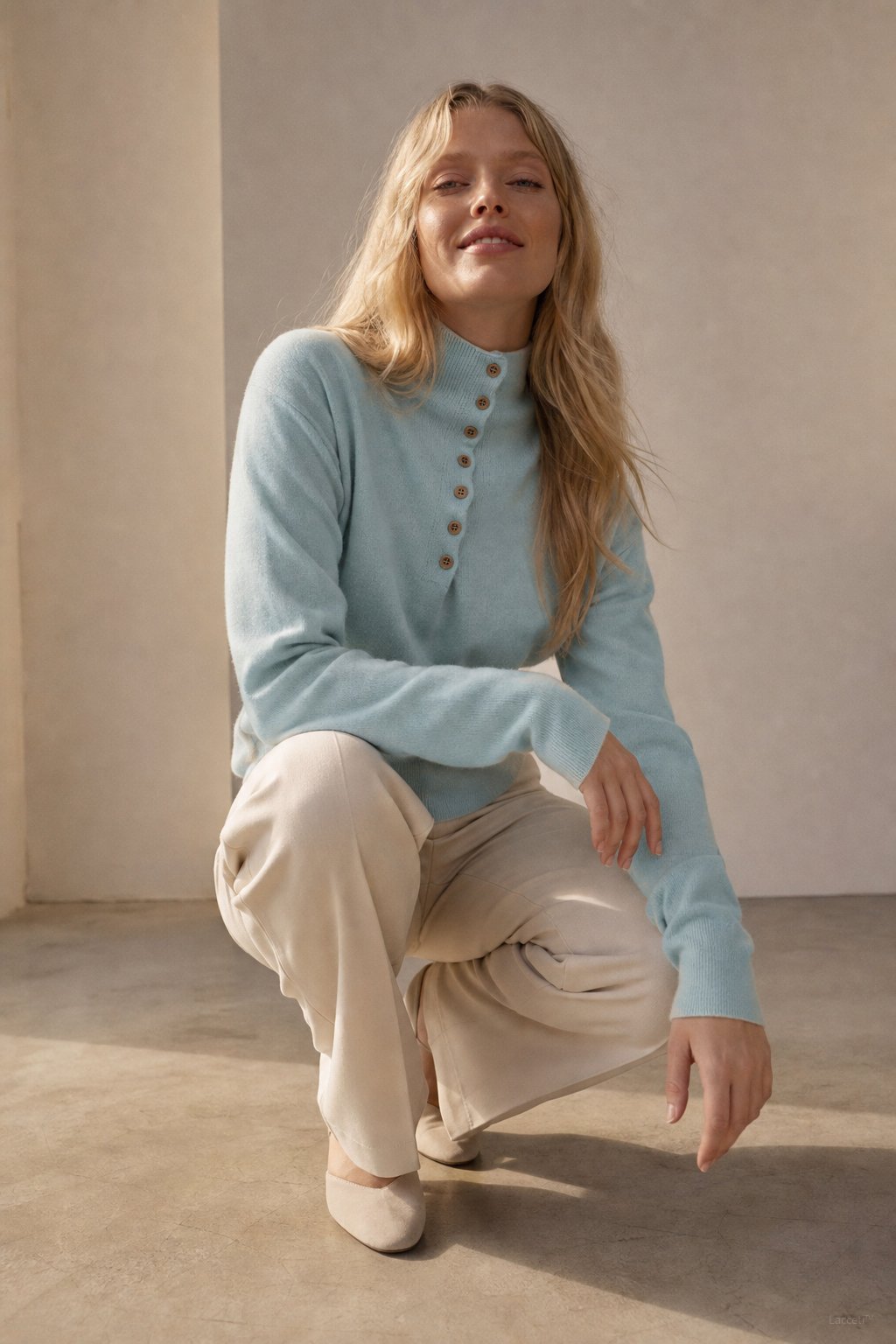 Louison Half-Button Pullover Sweater — Sky, banana_republic product shot