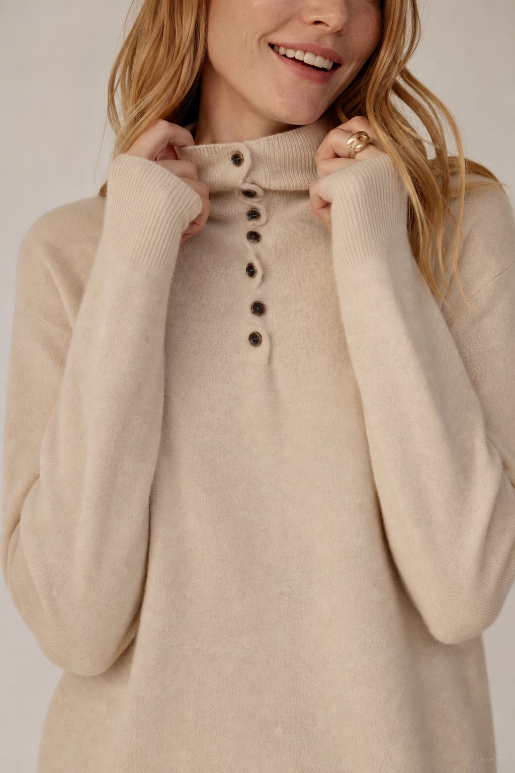 Louison Half-Button Pullover Sweater — Cream, banana_republic product shot