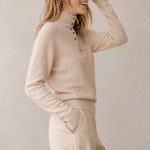 Louison Half-Button Pullover Sweater — Cream, banana_republic product shot