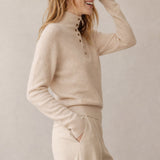 Louison Half-Button Pullover Sweater — Cream, banana_republic product shot