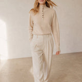 Louison Half-Button Pullover Sweater — Cream, banana_republic product shot