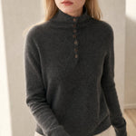 Louison Half-Button Pullover Sweater — Gray, banana_republic product shot