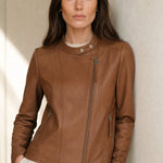 Margaux Italian Leather Jacket — Brown, banana_republic product shot