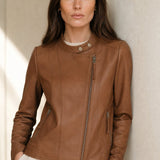 Margaux Italian Leather Jacket — Brown, banana_republic product shot