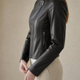 Margaux Italian Leather Jacket — Black, banana_republic product shot