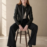 Margaux Italian Leather Jacket — Black, banana_republic product shot