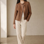 Margaux Italian Leather Jacket — Brown, banana_republic product shot