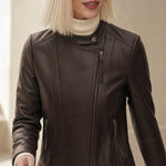Margaux Italian Leather Jacket — Dark Brown, banana_republic product shot