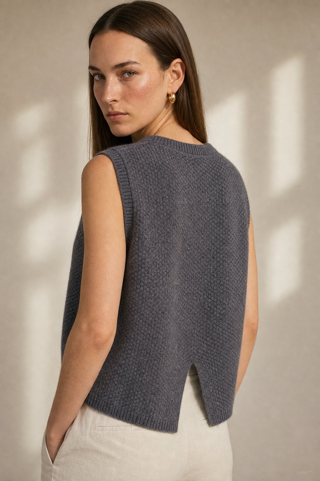 Mary Classic Wool Knit Vest — Gray, banana_republic product shot