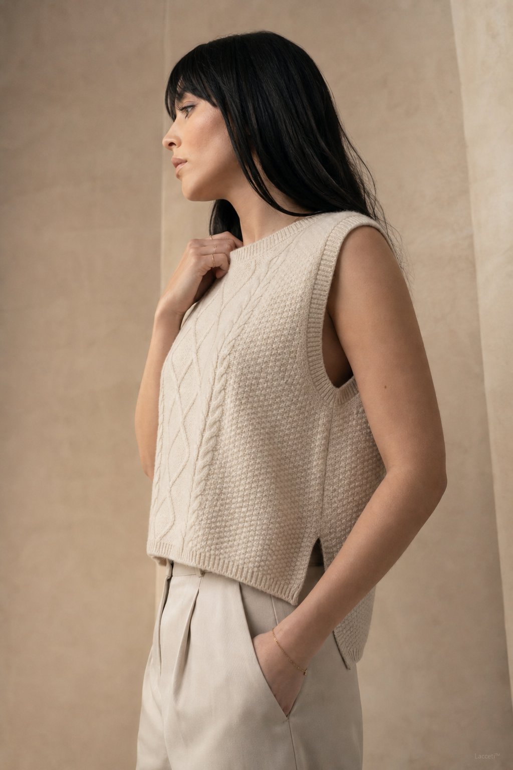 Mary Classic Wool Knit Vest — Beige, banana_republic product shot
