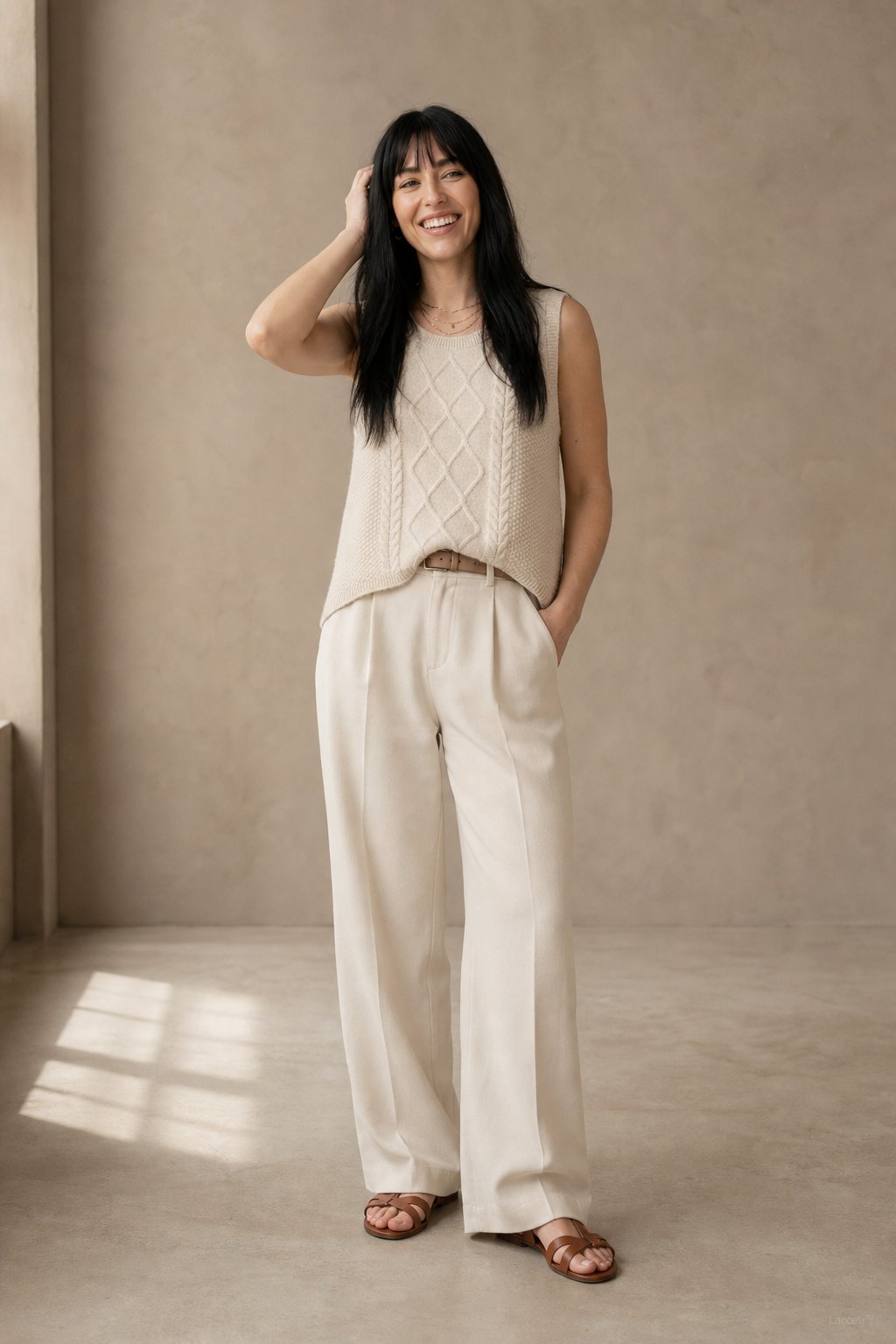 Mary Classic Wool Knit Vest — Beige, banana_republic product shot