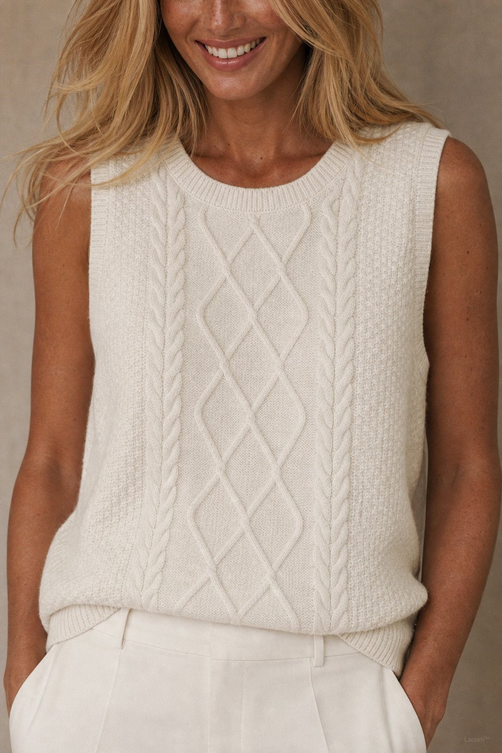 Mary Classic Wool Knit Vest — White, banana_republic product shot