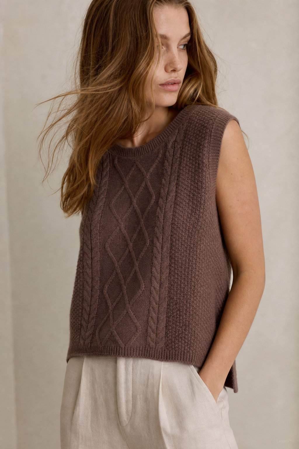 Mary Classic Wool Knit Vest — Brown, banana_republic product shot