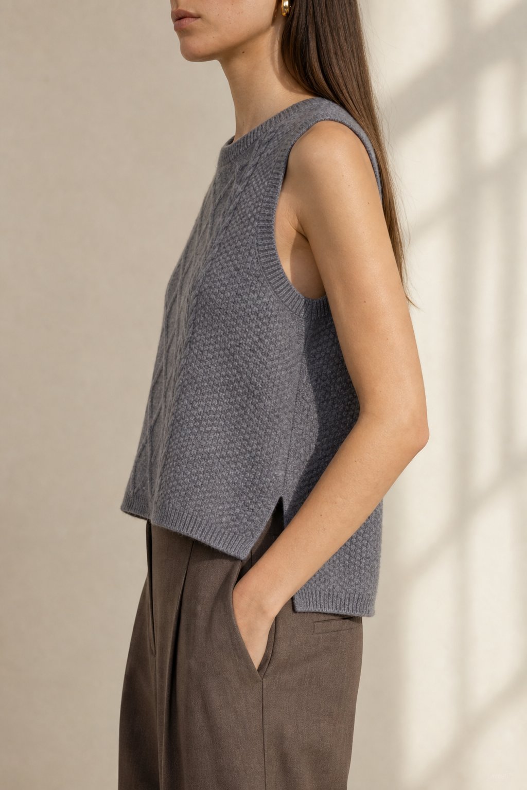 Mary Classic Wool Knit Vest — Gray, banana_republic product shot