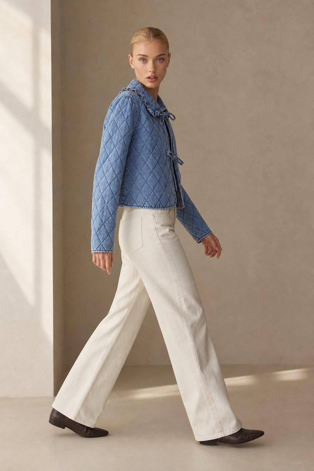 Maud Quilted Denim Jacket — Blue, banana_republic product shot