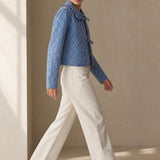Maud Quilted Denim Jacket — Blue, banana_republic product shot