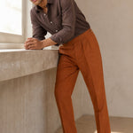 Napoli Linen Trousers — Orange, studio product shot