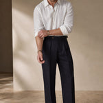 Napoli Linen Trousers — Black, studio product shot