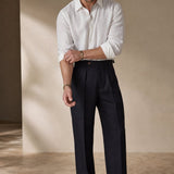 Napoli Linen Trousers — Black, studio product shot