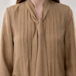 Noémie Tie Neck Blouse — Brown, banana_republic product shot