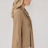 Noémie Tie Neck Blouse — Brown, banana_republic product shot