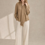 Noémie Tie Neck Blouse — Brown, banana_republic product shot