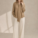 Noémie Tie Neck Blouse — Brown, banana_republic product shot