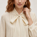 Noémie Tie Neck Blouse — Beige, banana_republic product shot
