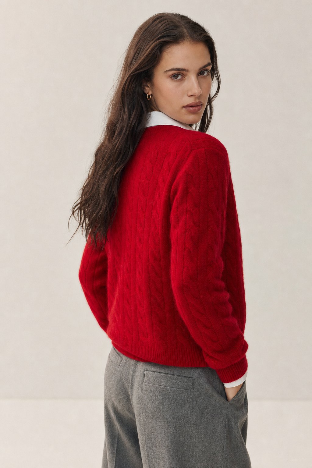Ondine V-Neck Cashmere Pullover — Red, banana_republic product shot