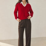 Ondine V-Neck Cashmere Pullover — Red, banana_republic product shot