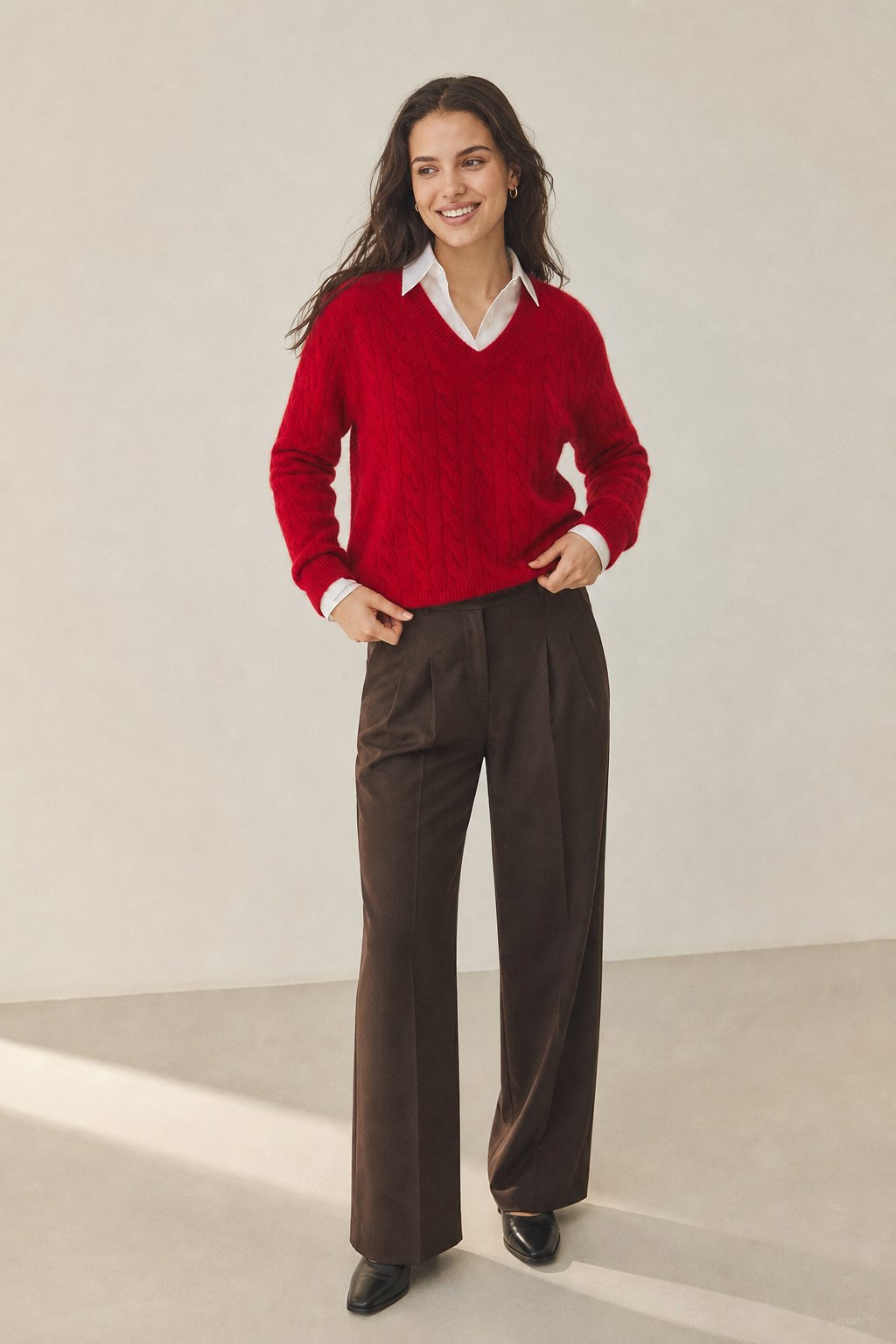 Ondine V-Neck Cashmere Pullover — Red, banana_republic product shot