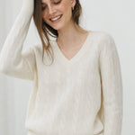 Ondine V-Neck Cashmere Pullover — Cream, banana_republic product shot