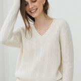 Ondine V-Neck Cashmere Pullover — Cream, banana_republic product shot