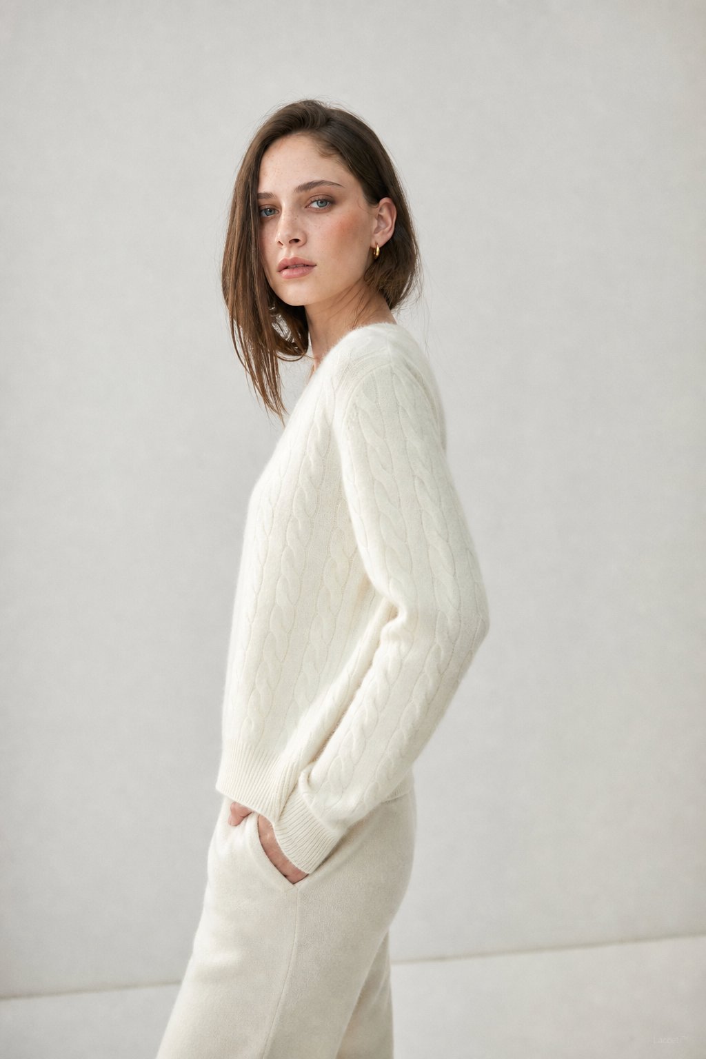 Ondine V-Neck Cashmere Pullover — Cream, banana_republic product shot