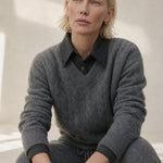 Ondine V-Neck Cashmere Pullover — Grey, banana_republic product shot