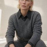 Ondine V-Neck Cashmere Pullover — Grey, banana_republic product shot