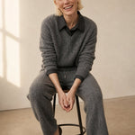 Ondine V-Neck Cashmere Pullover — Grey, banana_republic product shot