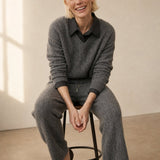 Ondine V-Neck Cashmere Pullover — Grey, banana_republic product shot