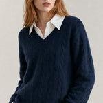 Ondine V-Neck Cashmere Pullover — Navy, banana_republic product shot