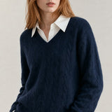 Ondine V-Neck Cashmere Pullover — Navy, banana_republic product shot