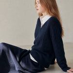 Ondine V-Neck Cashmere Pullover — Navy, banana_republic product shot