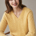 Ondine V-Neck Cashmere Pullover — Yellow, banana_republic product shot
