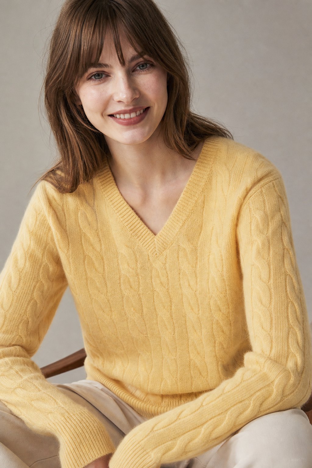 Ondine V-Neck Cashmere Pullover — Yellow, banana_republic product shot