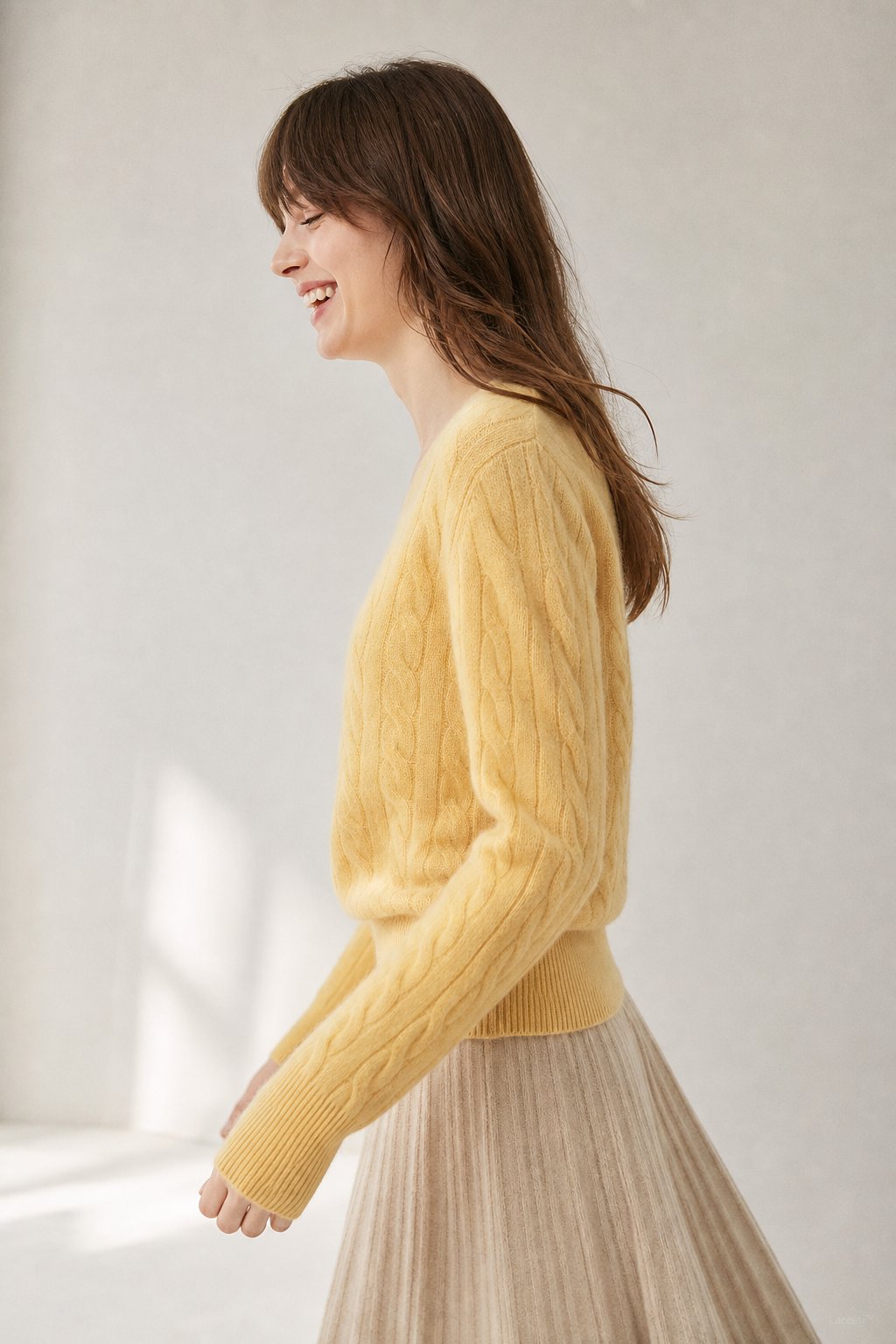 Ondine V-Neck Cashmere Pullover — Yellow, banana_republic product shot