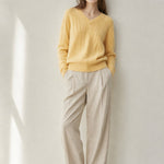 Ondine V-Neck Cashmere Pullover — Yellow, banana_republic product shot